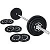 $39.99: Fitvids Barbell Weight Set, Cast Iron 1&amp;quot; Standard Weight Plates (35 Lbs Plates + 10 Lbs Barbell Bar) at Amazon