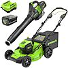 $419.99: Greenworks 80V 21&rdquo; Brushless (Self-Propelled) Cordless Electric Lawn Mower + (580 CFM) Axial Leaf Blower, 4.0Ah Battery and Rapid Charger at Amazon