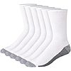 $6.59*: 6-Pack Hanes Men's Max Cushioned Crew Socks (White/Grey Foot Bottom) at Amazon