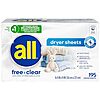 SnS All Free Clear Fabric Softener Dryer Sheets