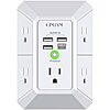QINLIANF 3-Prong Outlet Extender with Surge Protection and USB Ports