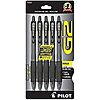 Pilot G2 Retractable Gel Pens, 1.0mm Bold Point, Black, 5-Pack