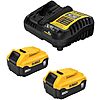 DEWALT 20V MAX Lithium-Ion Battery 2-Pack and Charger, 5.0 Ah, Battery Starter Kit (DCB205-2c)