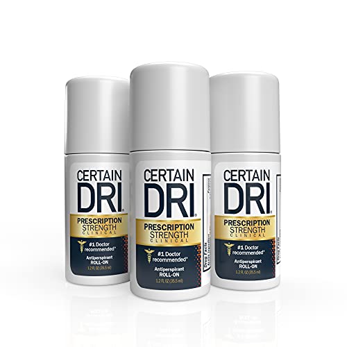 Certain Dri Prescription Strength Clinical Antiperspirant Roll-On Deodorant, Hyperhidrosis Treatment for Men & Women, Unscented, 1.2 Fl oz, 3 Pack $12.76 - Amazon