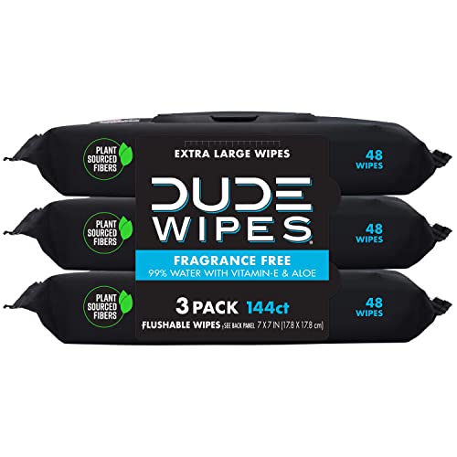 DUDE Wipes Flushable Wipes Dispenser, 48 Count (144ct, Pack of 3) $6.74 or $6.33 /w S&S - Amazon