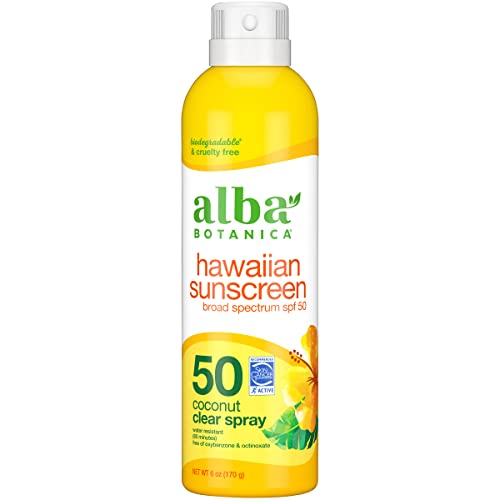 Alba Botanica Hawaiian Sunscreen Clear Spray, SPF 50, Coconut, 6 Oz - $8.39 - Amazon