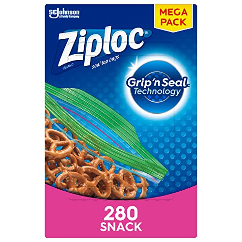 Ziploc Snack Bags for On the Go Freshness, Grip 'n Seal Technology for Easier Grip, Open, and Close, 280 Count - $8.15 /w S&S - Amazon