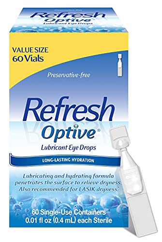 Refresh Optive Lubricant Eye Drops For Dry Eyes, Preservative-Free, 0.01 Fl Oz Single-Use Containers, 60 Count - $14.72 /w S&S - Amazon