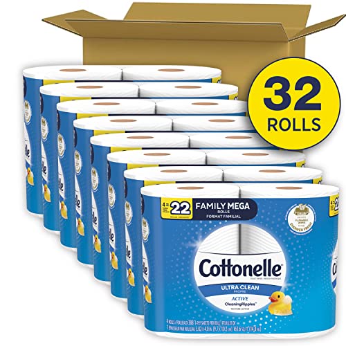 Cottonelle Ultra Clean Toilet Paper with Active CleaningRipples Texture, (32 Family Mega Rolls = 176 Regular Rolls) - $24.12 /w S&S + F/S - Amazon