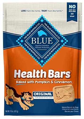 Blue Buffalo Health Bars Natural Crunchy Dog Treats Biscuits, Pumpkin & Cinnamon 16-oz bag - $2.74 /w S&S - Amazon