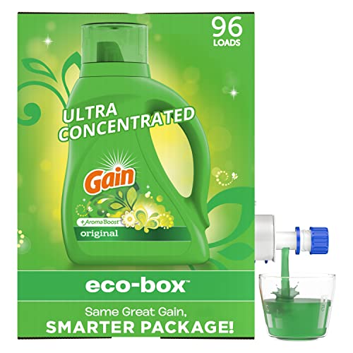 Gain Laundry Detergent Liquid Soap Eco-Box, Ultra Concentrated High Efficiency (HE), Original Scent, 96 Loads - $9.42 /w S&S - Amazon