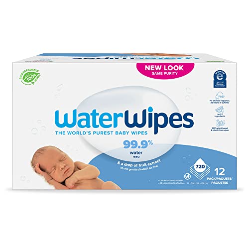 WaterWipes Biodegradable Original Baby Wipes, 99.9% Water Based Wipes, Unscented & Hypoallergenic for Sensitive Skin, 60 Count (Pack of 12) - $29.93 /w S&S + F/S - Amazon