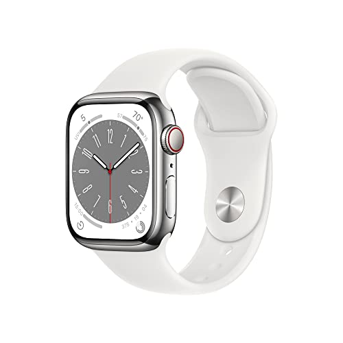 Apple Watch Series 8 [GPS + Cellular 41mm] w/ Silver Stainless Steel Case & White Sport Band - S/M - $659.00 + F/S - Amazon