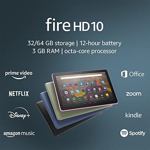Fire HD 10" tablet, 1080p Full HD, 32/64 GB (2021 release), Black - $74.99 + F/S - Amazon