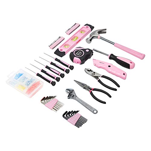Amazon Basics Household Tool Set with Tool Storage Box - 150-Piece, Pink - $18.00 - Amazon
