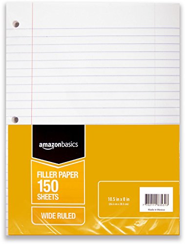 Amazon Basics Wide Ruled Loose Leaf Filler Paper, 150 Sheets, 10.5 x 8 Inch, 6-Pack - $4.20 /w S&S - Amazon