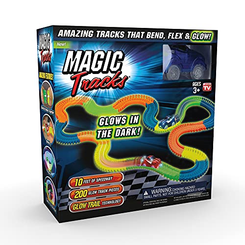 Ontel Magic Tracks 10 Foot Glow In The Dark Bendable Flexible Racetrack with LED Light-Up Race Car - $11.99 - Amazon