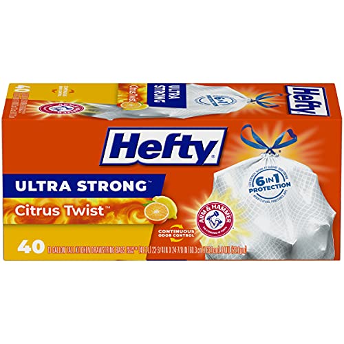 Hefty Ultra Strong Tall Kitchen Trash Bags, Citrus Twist Scent, 13 Gallon, 40 Count - $6.11 /w S&S - Amazon