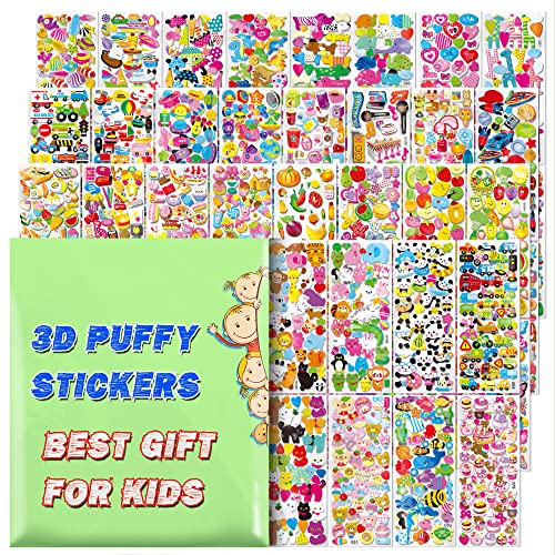 Stickers for Kids, 3D Puffy Stickers, 64 Different Sheets, 3200+ Stickers - $8.49 - Amazon