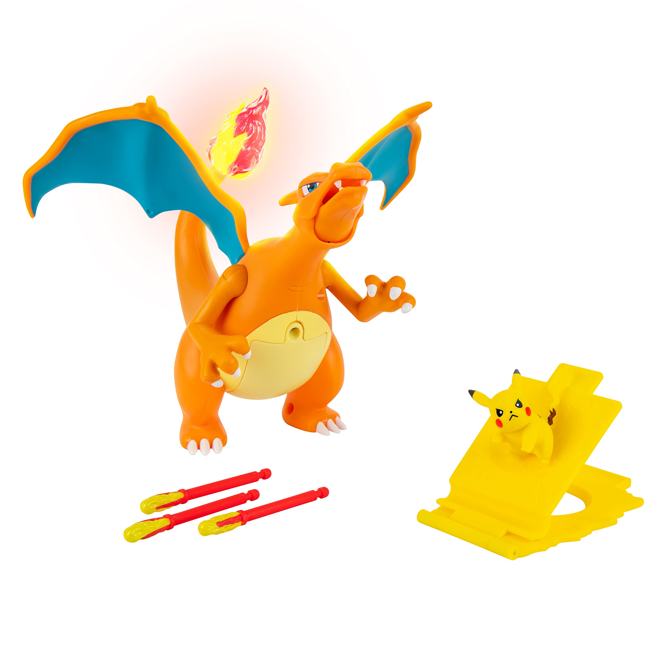 7" Pokemon Charizard Deluxe Feature Interactive Figure w/ 2" Pikachu Figure & Launcher - $14.50 - Amazon