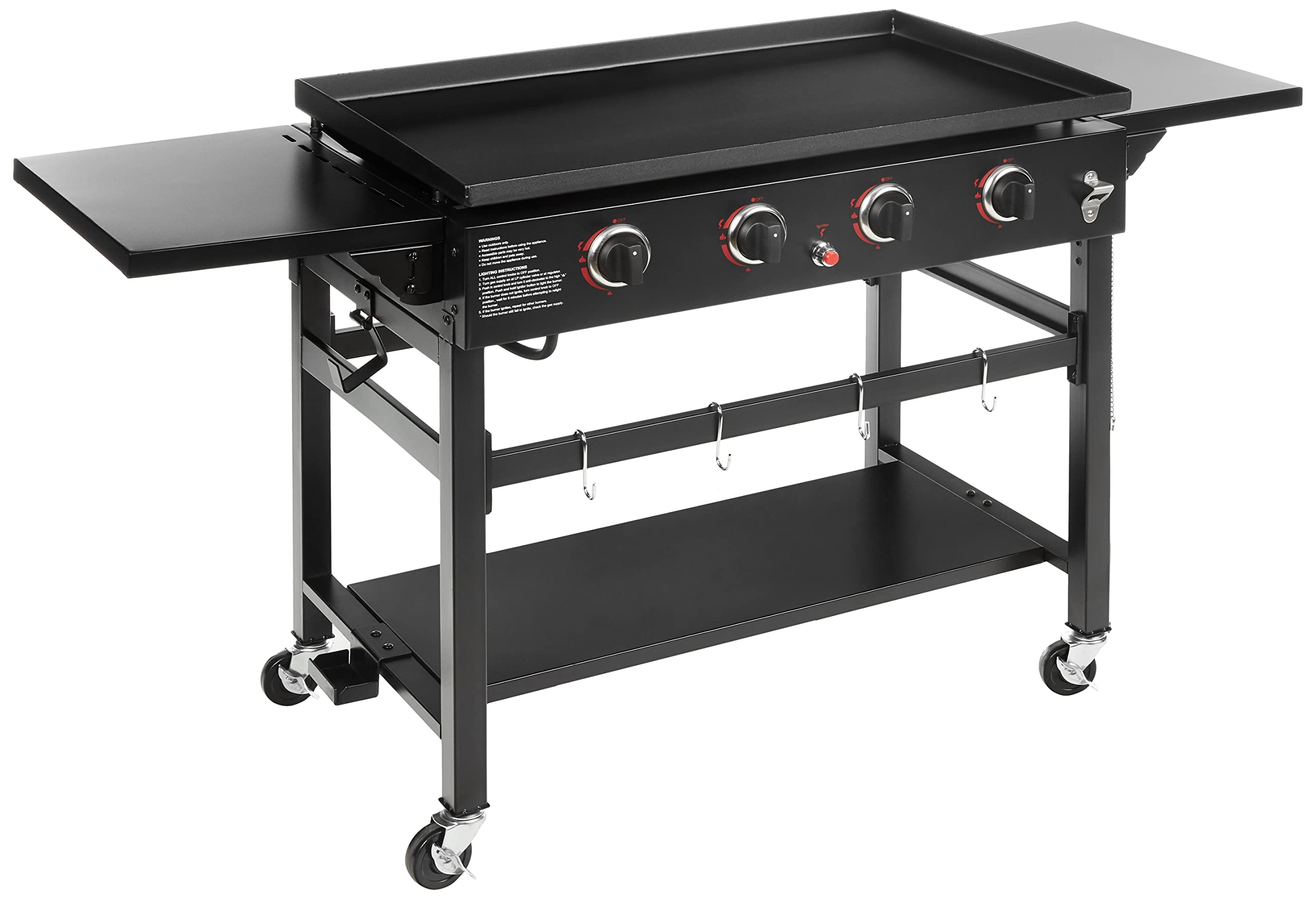 Amazon Basics Outdoor 4 Burner Gas Griddle with 36-Inch Matte Enamel Coated Griddle Top and Side Shelfs - $251.01 + F/S - Amazon