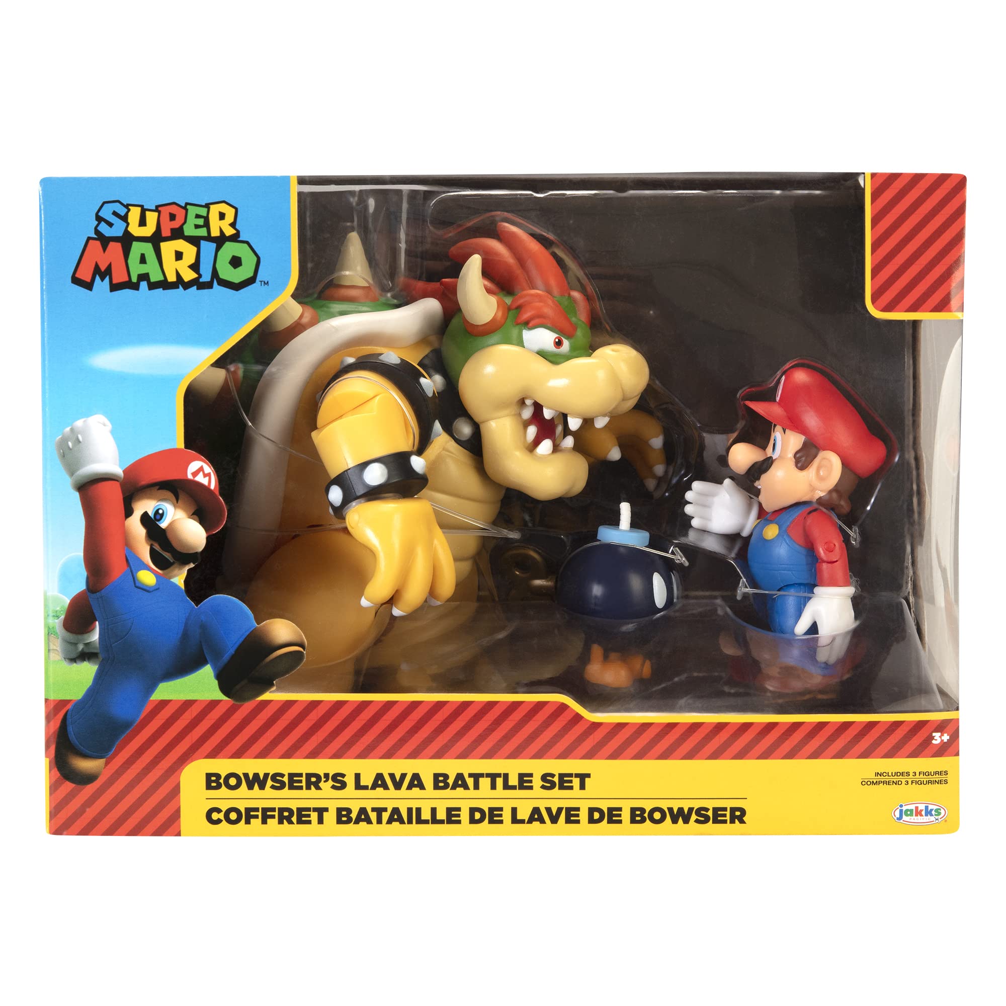 World of Nintendo Super Mario, Bowser, BOB - OMB , Figure (3 Pack), Bowser Vs Mario Diorama Set - $21.24 - Amazon