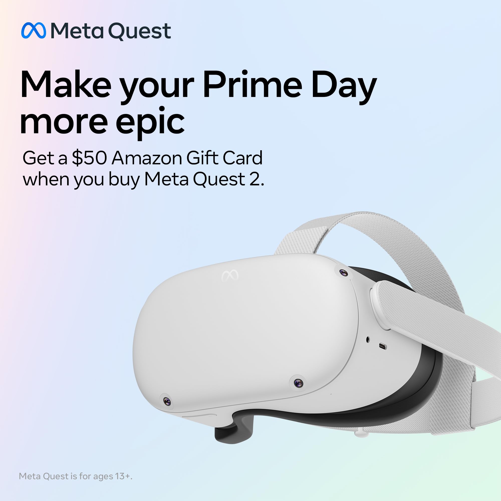299.00 Meta Quest 2, 128GB with 50 Amazon Gift Card