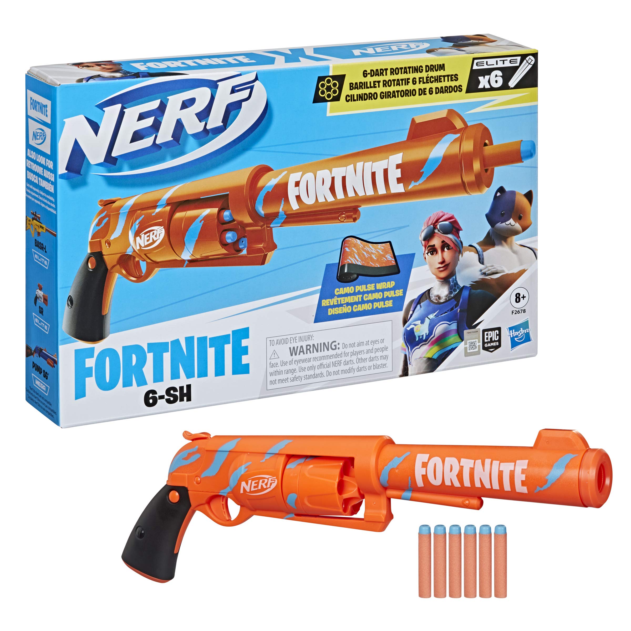 $8.73: NERF Fortnite 6-SH Dart Blaster