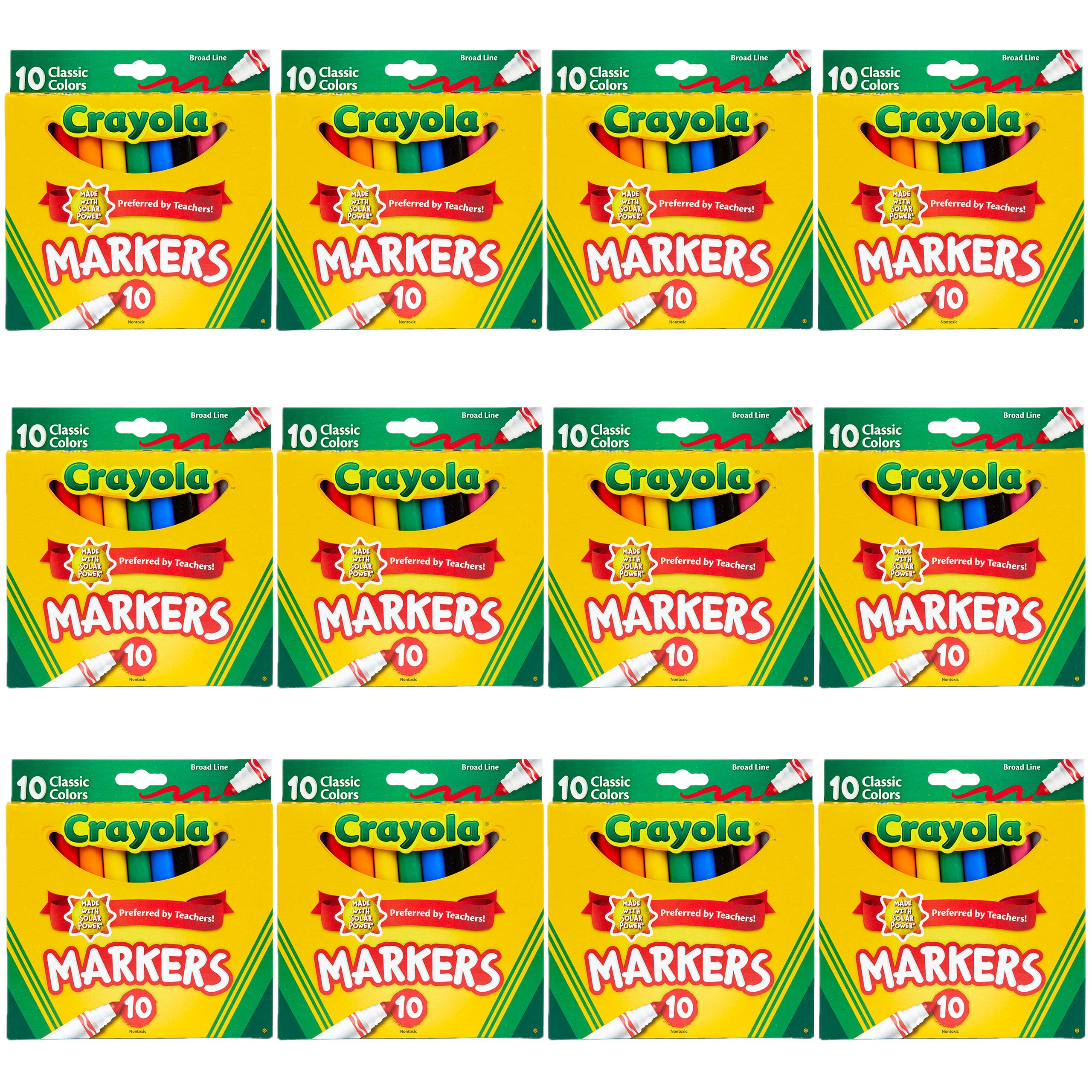 $11.88: Crayola Broad Line Markers Bulk, 12 Marker Packs with 10 Colors