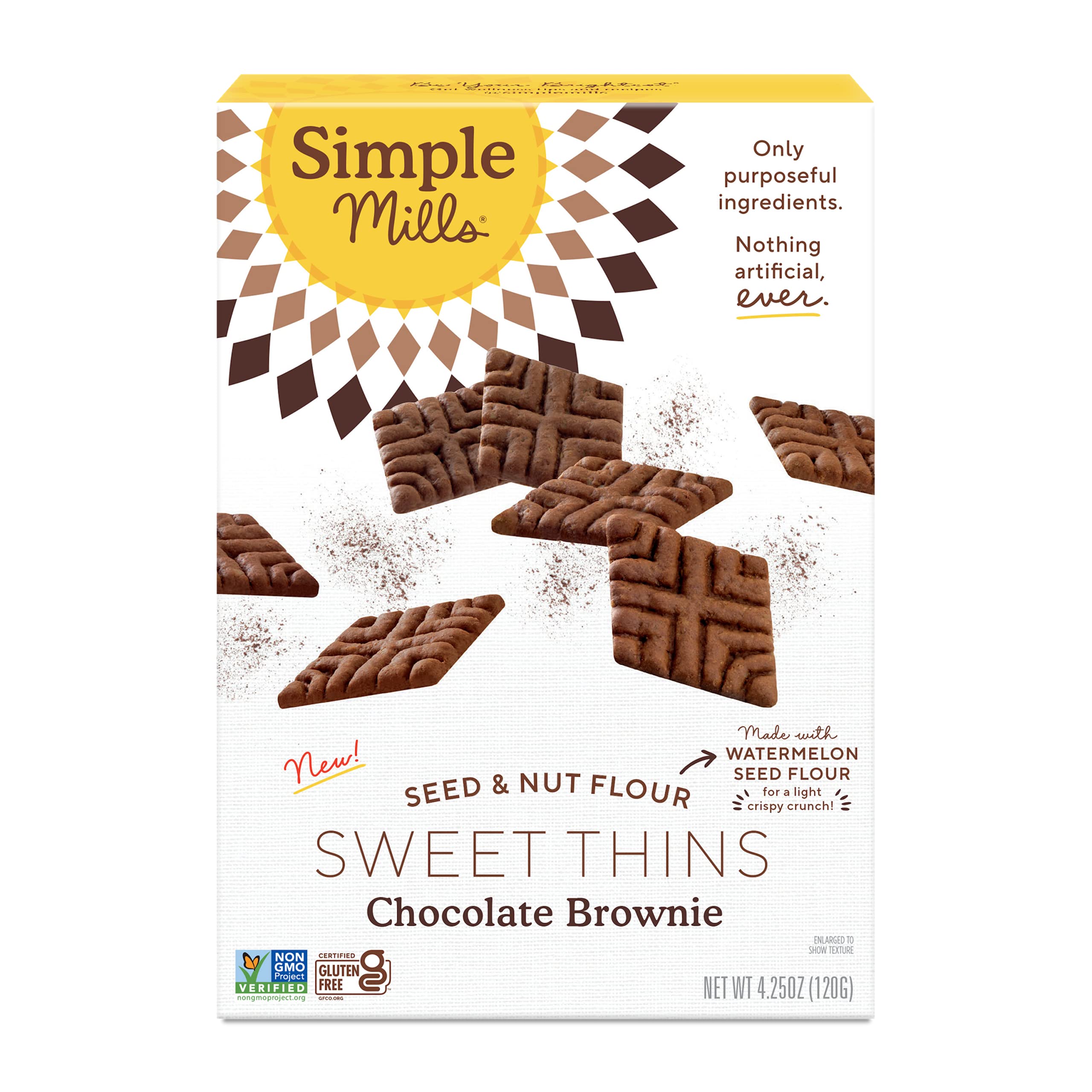 $2.70 /w S&S: Simple Mills Sweet Thins Cookies, Seed and Nut Flour, Chocolate Brownie, 4.25 Ounce (Pack of 1)