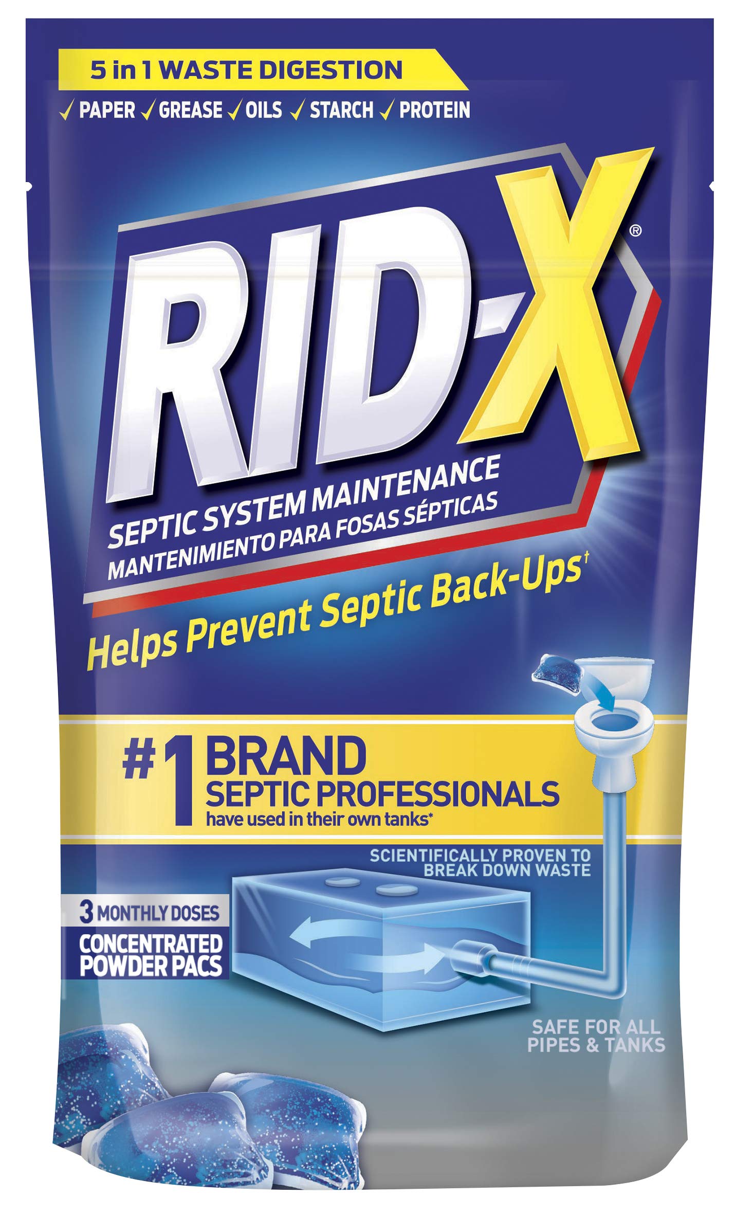 $8.41 /w S&S: Rid-X Septic System Treatment 3-Monthly Supply Dual Action Septi-Pacs - 3.2 oz