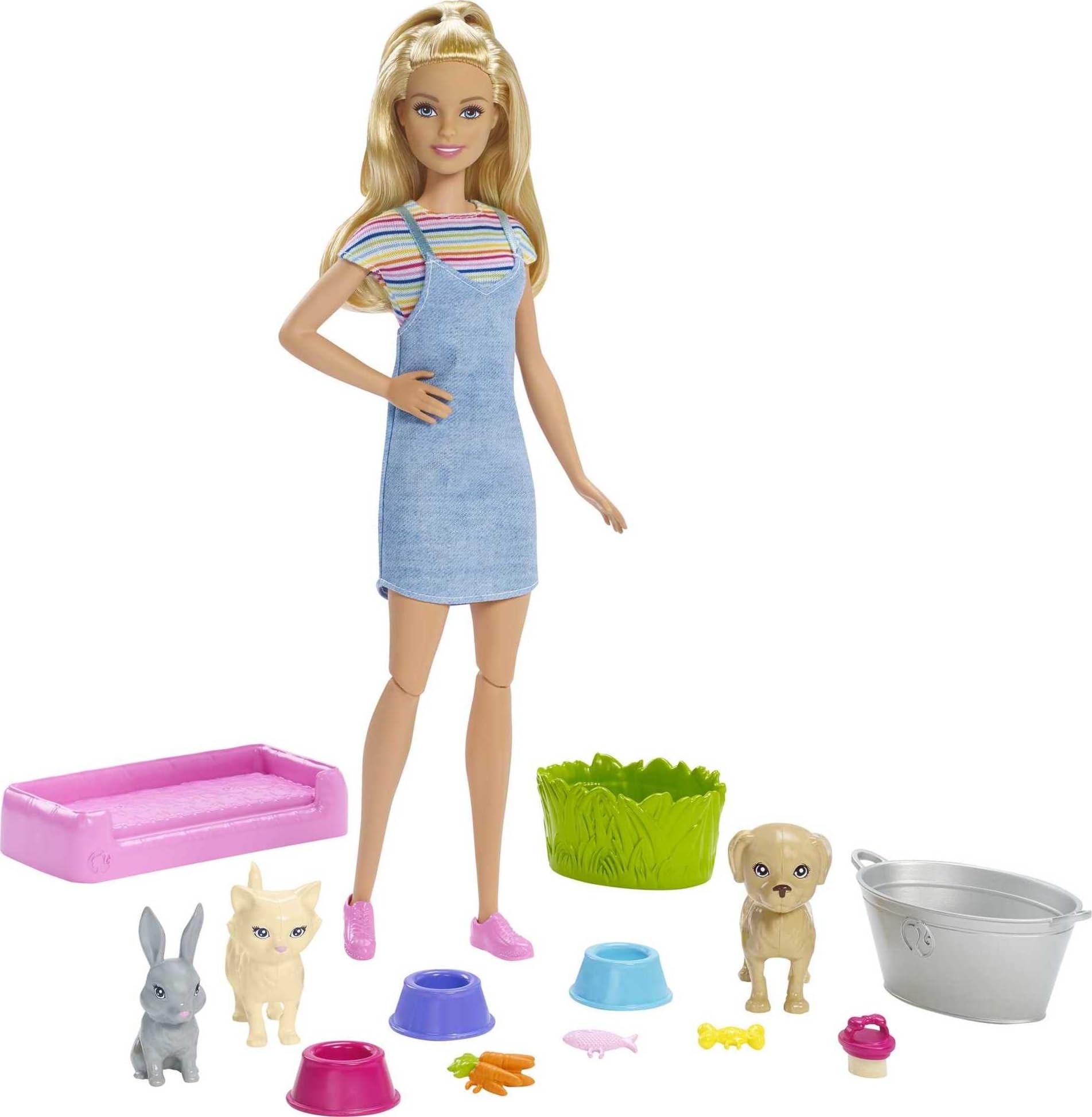 $7.99 (Prime Members): Barbie Play 'N Wash Pets Doll & Playset