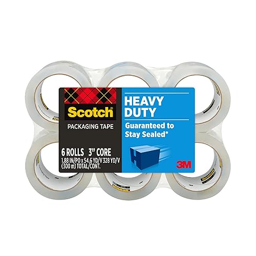Scotch Heavy Duty Shipping Packaging Tape, 1.88 x 54.6 Yards, 3 Core,  Clear, Great for Packing, Shipping & Moving, 1 Roll, Dispensered (3850-RD)