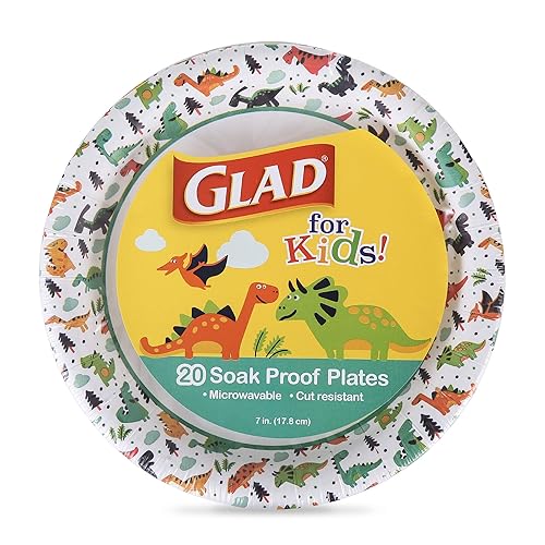$2.84 /w S&S: Glad for Kids Dinosaur Design Disposable Paper Plates, 20 Count Party Plates