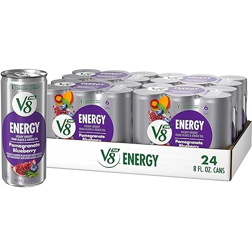 $12.92 /w S&S: V8 +ENERGY Pomegranate Blueberry Energy Drink, 8 FL OZ Can (4 Packs of 6 Cans)