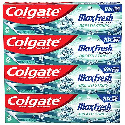 $7.95 /w S&S: Colgate Max Fresh Whitening Toothpaste with Mini Strips, 6.3 Ounce (Pack of 4)