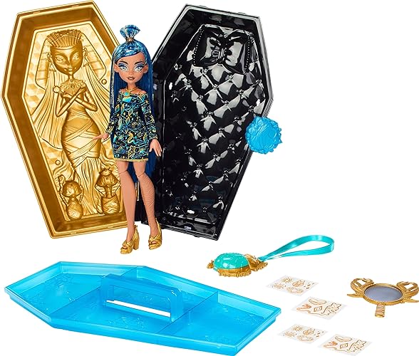 $21.10: Monster High Doll and Beauty Kit, Cleo De Nile Boo-Jeweled Beauty Case with Tattoos and Necklace for Kids (Amazon Exclusive)