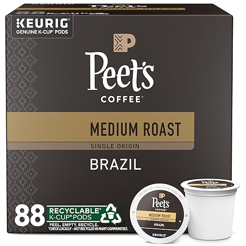 $36.39 /w S&S: Peet's Coffee, Medium Roast K-Cup Pods for Keurig Brewers - Single Origin Brazil 88 Count