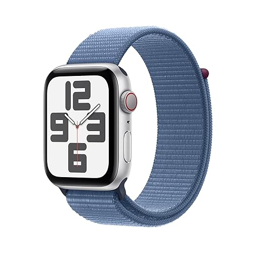 $233.38: Apple Watch SE (2nd Gen) [GPS + Cellular 44mm] Smartwatch with Silver Aluminum Case with Winter Blue Sport Loop