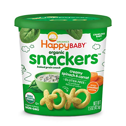 $14.00 /w S&S: Happy Baby Organics Snackers Baked Grain Snack, Creamy Spinach & Carrot, 1.5 Ounce (Pack of 6)