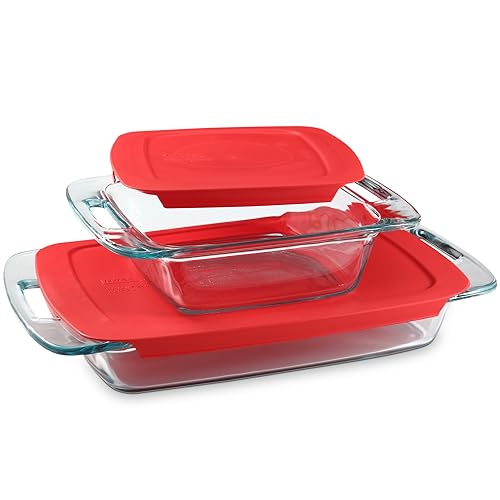 $15.98: Pyrex 4-Piece Extra Large Glass Baking Dish Set With Lids and Handles