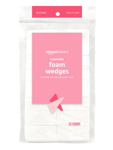 $2.63: Amazon Basics Cosmetic Rectangular Foam Wedges For Makeup, 32 Count, White
