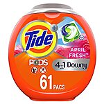 Tide PODS Plus Downy 4 in 1 HE Turbo Laundry Detergent Soap Pods, April Fresh Scent, 61 Count Tub - $12.76 /w S&amp;S - Amazon
