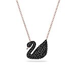 Prime Members: Swarovski Iconic Swan Jewelry Collection, Rose Gold Tone Finish, Black Crystals - $56.00 + F/S - Amazon