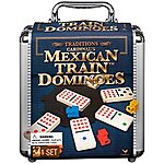 Mexican Train Dominoes Set Board Game in Aluminum Carry Case $7.90
