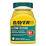 Aspirin Regimen Bayer 81mg Enteric Coated Tablets, 300 Count - $6.30 /w S&amp;S - Amazon