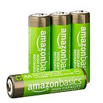 $5.54: Amazon Basics 4-Pack Rechargeable AA NiMH High-Capacity Batteries, 2400 mAh