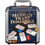 $9.29: Spin Master Mexican Train Dominoes Set Tile Board Game w/ Aluminum Case