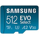 $28.99: 512GB Samsung EVO Select U3, A2, V30 microSDXC Memory Card w/ Adapter