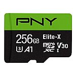 256GB PNY Elite-X Class 10 U3 V30 microSDXC Memory Card $10